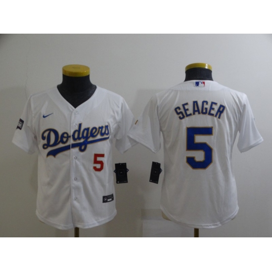 Youth Nike Los Angeles Dodgers #5 Corey Seager White Series Champions Authentic Jersey - Ujersey