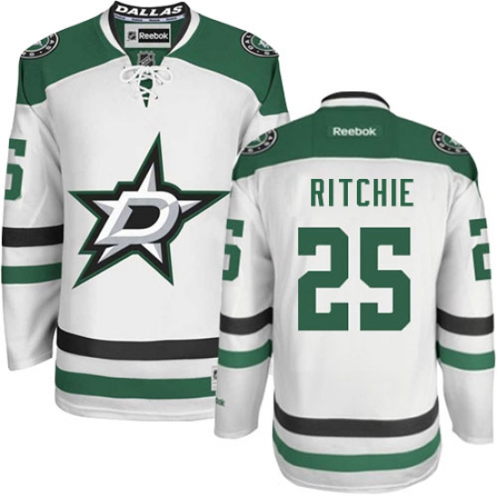 Youth Reebok Dallas Stars #25 Brett Ritchie Authentic White Away NHL Jersey - Ujersey