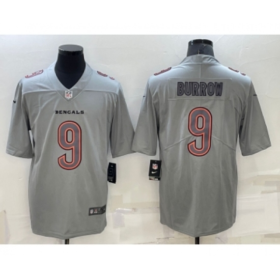 Men's Cincinnati Bengals #9 Joe Burrow Grey Atmosphere Fashion 2022 Vapor Untouchable Stitched Limited Jersey - Ujersey