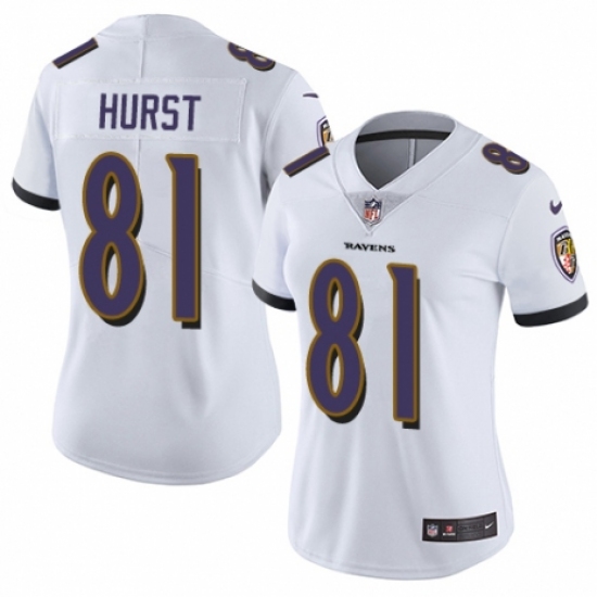 Women's Nike Baltimore Ravens #81 Hayden Hurst White Vapor Untouchable Limited Player NFL Jersey - Ujersey