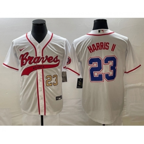 Men's Atlanta Braves #23 Michael Harris II Number White Cool Base Stitched Baseball Jersey - Ujersey