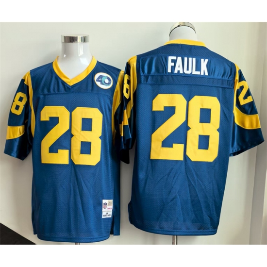 Men's Los Angeles Rams #28 Marshall Faulk Royal Throwback Football Stitched Jersey - Ujersey