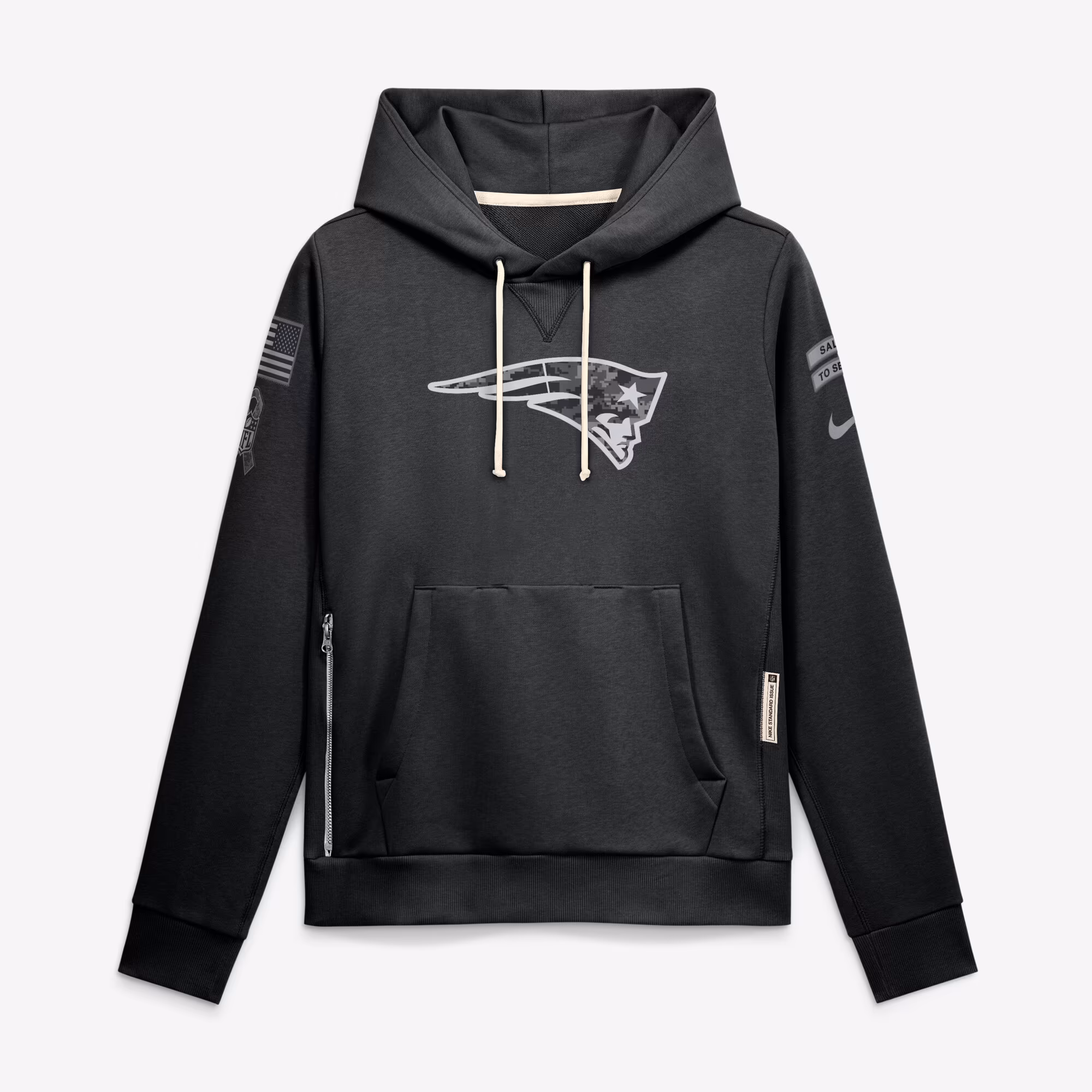 Women's New England Patriots  Nike Black 2026 Salute to Service Sideline Dri-FIT Pullover Hoodie - SUjersey01