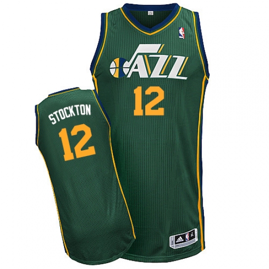 Men's Adidas Utah Jazz #12 John Stockton Authentic Green Alternate NBA Jersey - Ujersey