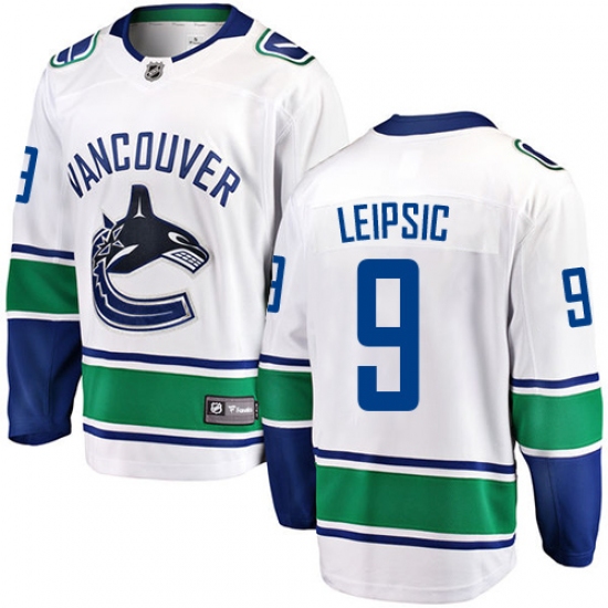 Youth Vancouver Canucks #9 Brendan Leipsic Fanatics Branded White Away Breakaway NHL Jersey - Ujersey