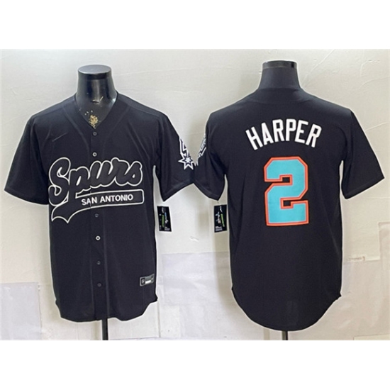 Men's San Antonio Spurs #2 Dylan Harper Black Stitched Baseball Jersey - Ujersey