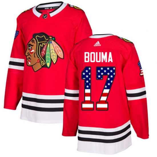Men's Adidas Chicago Blackhawks #17 Lance Bouma Authentic Red USA Flag Fashion NHL Jersey - Ujersey