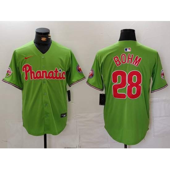 Men's Philadelphia Phillies #28 Alec Bohm Green With Stitched Cool Base Nike Jersey - Ujersey