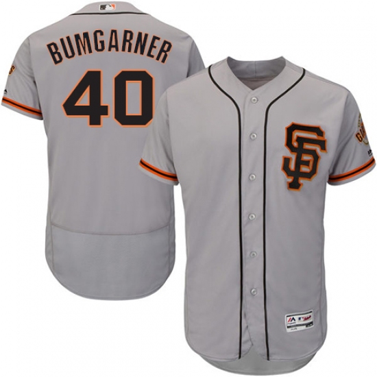 Men's Majestic San Francisco Giants #40 Madison Bumgarner Grey Alternate Flex Base Authentic Collection MLB Jersey - Ujersey