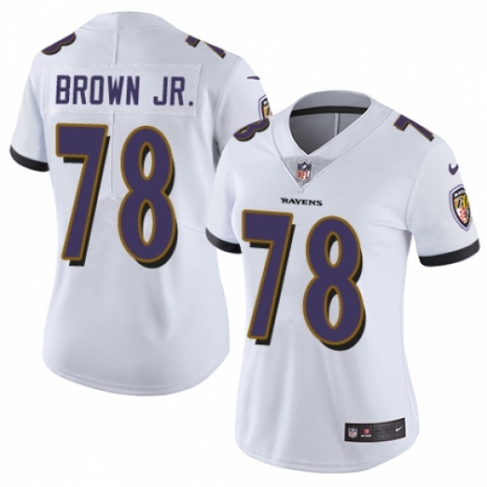 Women's Nike Baltimore Ravens #78 Orlando Brown Jr. White Vapor Untouchable Limited Player NFL Jersey - Ujersey