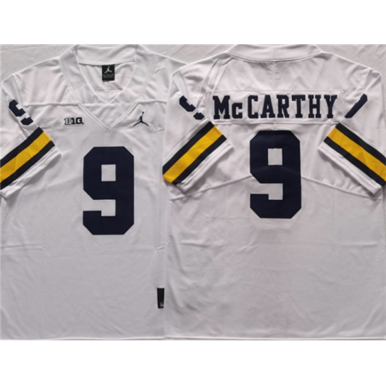 Men's Michigan Wolverines #9 McCARTHY White Stitched Jersey - Ujersey