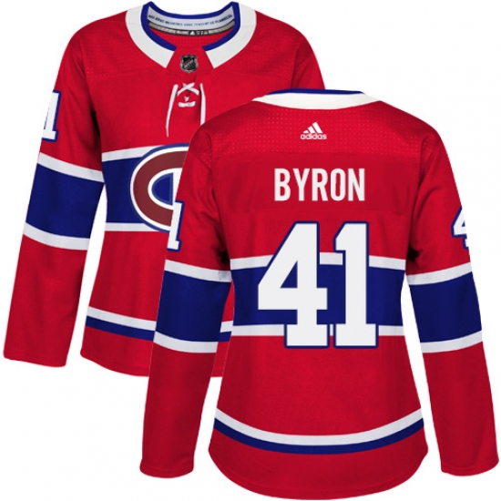 Women's Adidas Montreal Canadiens #41 Paul Byron Authentic Red Home NHL Jersey - Ujersey