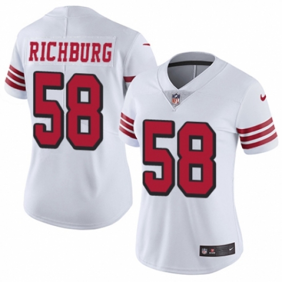 Women's Nike San Francisco 49ers #58 Weston Richburg Limited White Rush Vapor Untouchable NFL Jersey - Ujersey