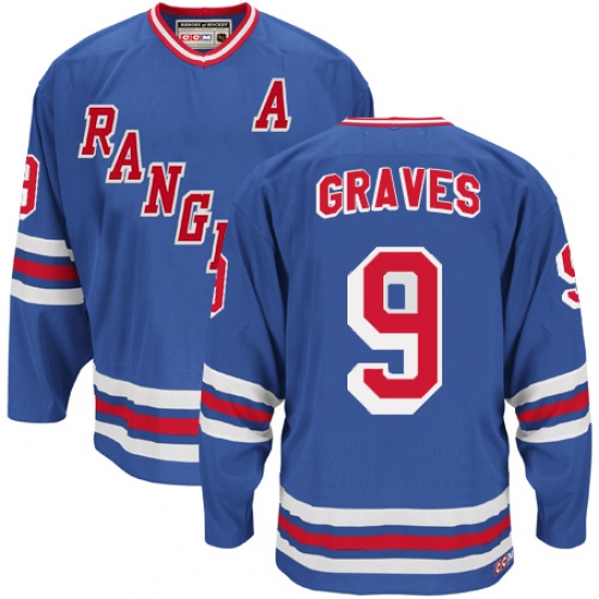 Men's CCM New York Rangers #9 Adam Graves Premier Royal Blue Heroes of Hockey Alumni Throwback NHL Jersey - Ujersey