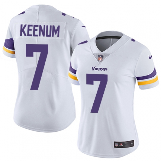 Women's Nike Minnesota Vikings #7 Case Keenum White Vapor Untouchable Elite Player NFL Jersey - Ujersey