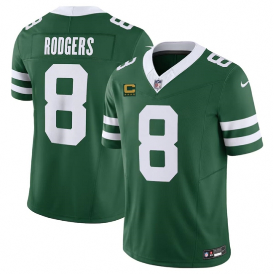 Men's New York Jets #8 Aaron Rodgers Green 2024 F.U.S.E. With 4-Star C Vapor Limited Stitched Jersey - Ujersey