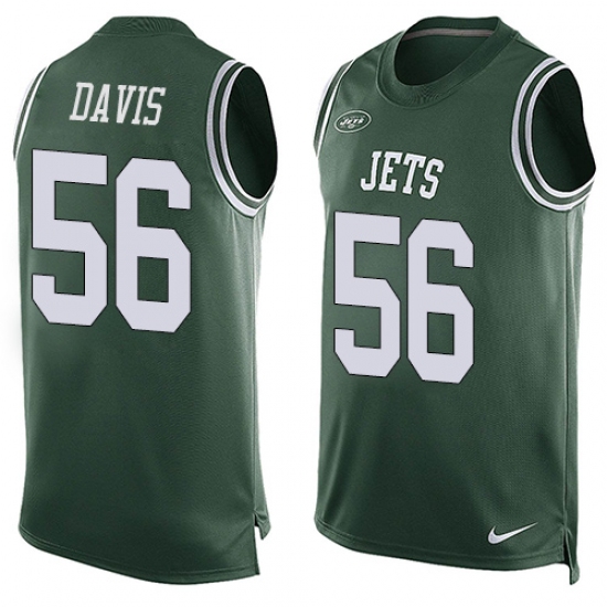 Men's Nike New York Jets #56 DeMario Davis Limited Green Player Name & Number Tank Top NFL Jersey - Ujersey