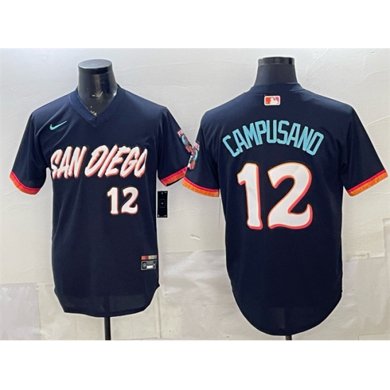 Men's San Diego Padres #12 Luis Campusano Obsidian 2026 City Connect Stadium Stitched Baseball Jersey - Ujersey