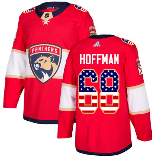 Men's Adidas Florida Panthers #68 Mike Hoffman Authentic Red USA Flag Fashion NHL Jersey - Ujersey