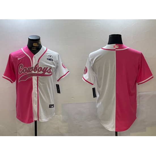 Men's Dallas Cowboys big logo Red White With Cool Base Stitched Baseball Jersey - Ujersey