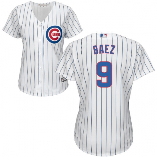 Women's Majestic Chicago Cubs #9 Javier Baez Authentic White Home Cool Base MLB Jersey - Ujersey