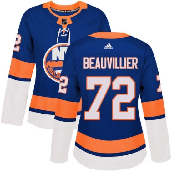 Women's Adidas New York Islanders #72 Anthony Beauvillier Authentic Royal Blue Home NHL Jersey - Ujersey