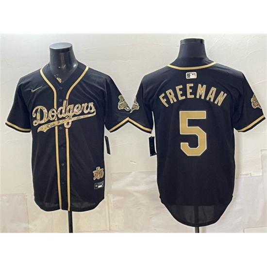 Men's Los Angeles Dodgers #5 Freddie Freeman Black Military Appreciation Game Day Stitched Baseball Jersey - Ujersey