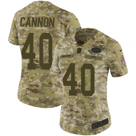 Women's Nike New York Jets #40 Trenton Cannon Limited Camo 2018 Salute to Service NFL Jersey - Ujersey