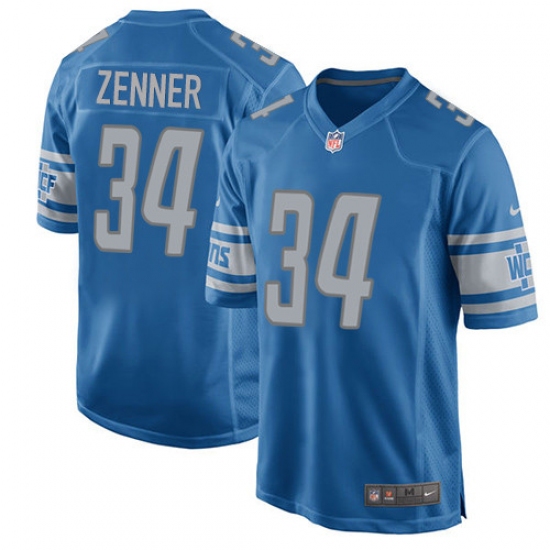 Men's Nike Detroit Lions #34 Zach Zenner Game Light Blue Team Color NFL Jersey - Ujersey