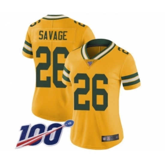 Women's Green Bay Packers #26 Darnell Savage Jr. Limited Gold Rush Vapor Untouchable 100th Season Football Jersey - Ujersey