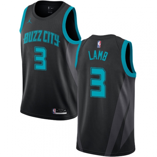 Men's Nike Jordan Charlotte Hornets #3 Jeremy Lamb Swingman Black NBA Jersey - 2018 19 City Edition - Ujersey