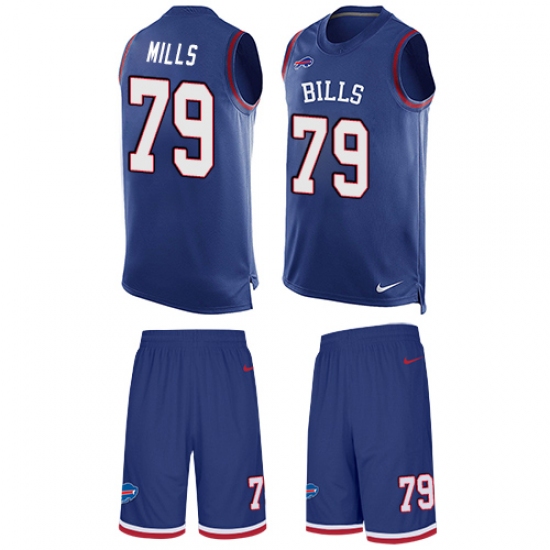 Men's Nike Buffalo Bills #79 Jordan Mills Limited Royal Blue Tank Top Suit NFL Jersey - Ujersey
