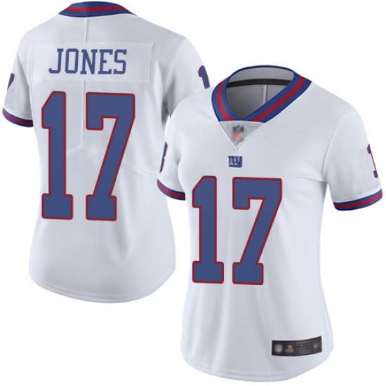 Women's Nike New York Giants #17 Daniel Jones White Stitched NFL Limited Rush Jersey - Ujersey