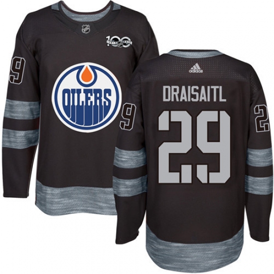 Men's Adidas Edmonton Oilers #29 Leon Draisaitl Authentic Black 1917-2017 100th Anniversary NHL Jersey - Ujersey