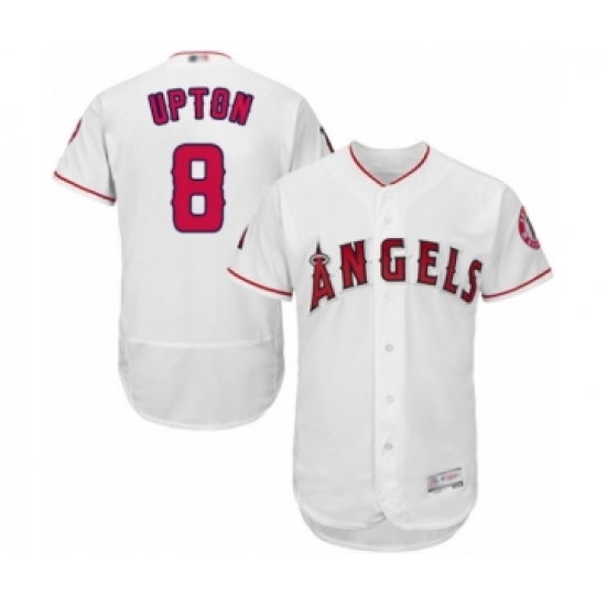 Men's Los Angeles Angels of Anaheim #8 Justin Upton White Home Flex Base Authentic Collection Baseball Jersey - Ujersey
