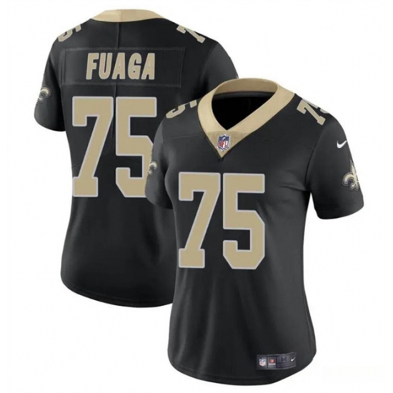 Women's New Orleans Saints #75 Taliese Fuaga Black 2024 Draft Vapor Stitched Game Jersey(Run Small) - Ujersey