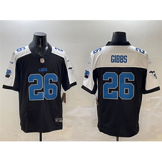 Men's Detroit Lions #26 Jahmyr Gibbs Black White F.U.S.E. 2024 Michigan Vapor Limited Football Stitched Jersey - Ujersey