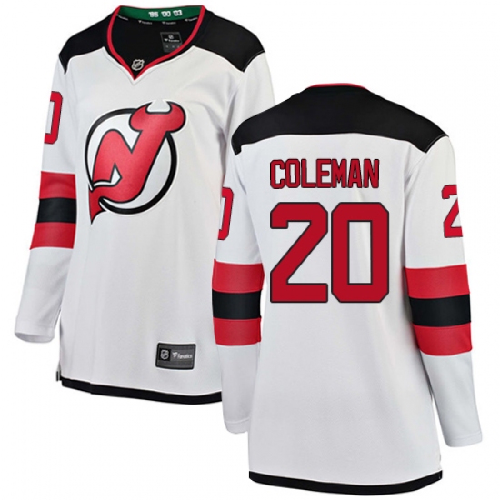 Women's New Jersey Devils #20 Blake Coleman Fanatics Branded White Away Breakaway NHL Jersey - Ujersey