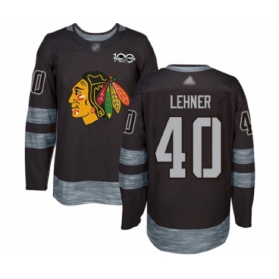 Men's Chicago Blackhawks #40 Robin Lehner Authentic Black 1917-2017 100th Anniversary Hockey Jersey