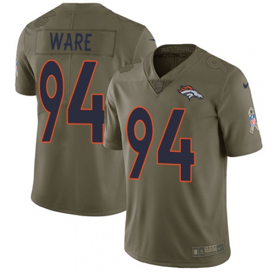 Youth Nike Denver Broncos #94 DeMarcus Ware Limited Olive 2017 Salute to Service NFL Jersey - Ujersey