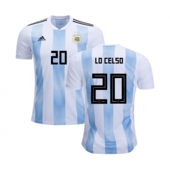 Argentina #20 Lo Celso Home Kid Soccer Country Jersey