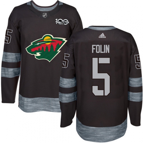 Adidas Minnesota Wild #5 Christian Folin Black 1917-2017 100th Anniversary Stitched NHL Jersey - Ujersey