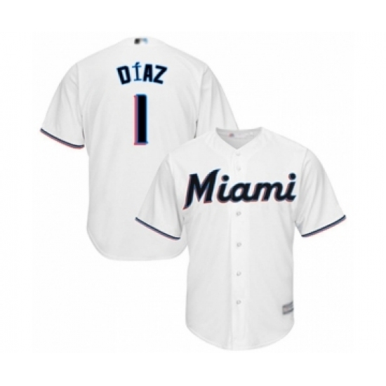 Youth Miami Marlins #1 Isan Diaz Authentic White Home Cool Base Baseball Player Jersey - Ujersey