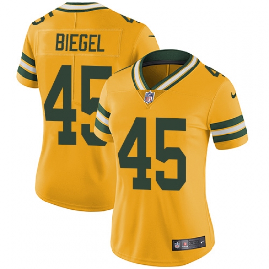 Women's Nike Green Bay Packers #45 Vince Biegel Limited Gold Rush Vapor Untouchable NFL Jersey - Ujersey