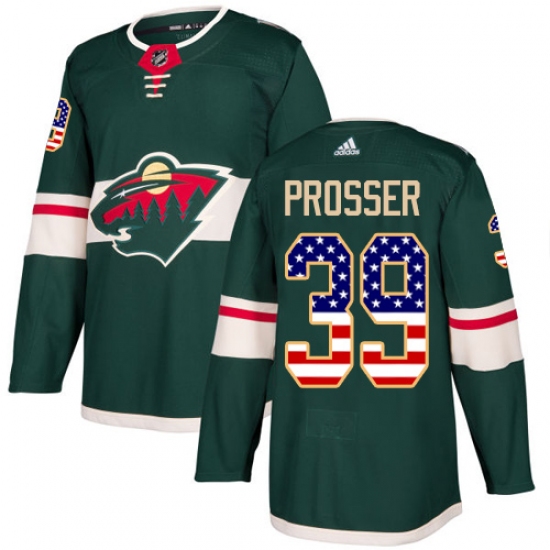 Youth Adidas Minnesota Wild #39 Nate Prosser Authentic Green USA Flag Fashion NHL Jersey - Ujersey