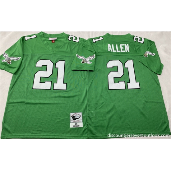 Men's Philadelphia Eagles #21 Eric Allen Kelly Green Throwback Stitched Football Jersey - Ujersey