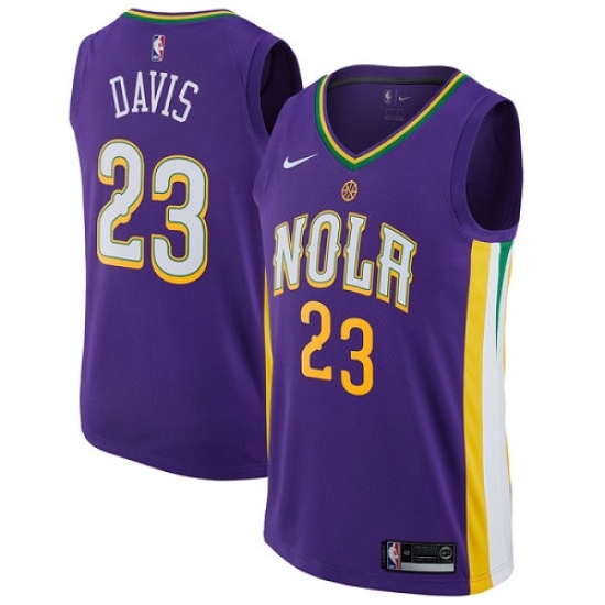 Men's Nike New Orleans Pelicans #23 Anthony Davis Authentic Purple NBA Jersey - City Edition - Ujersey