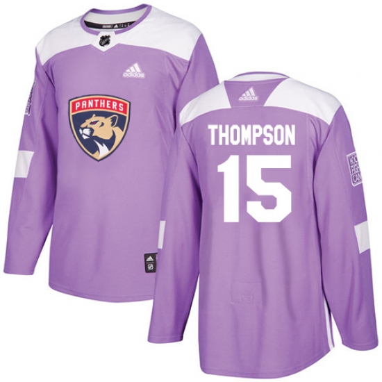 Men's Adidas Florida Panthers #15 Paul Thompson Authentic Purple Fights Cancer Practice NHL Jersey - Ujersey