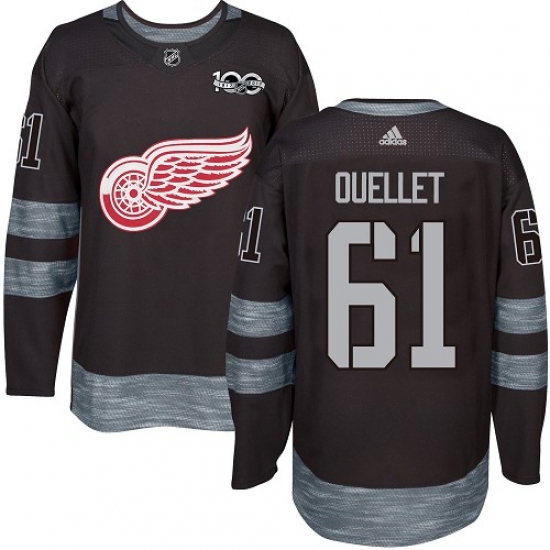 Men's Adidas Detroit Red Wings #61 Xavier Ouellet Premier Black 1917-2017 100th Anniversary NHL Jersey - Ujersey