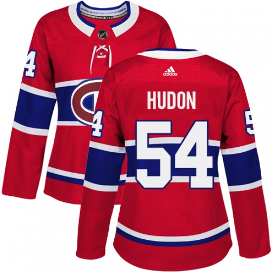 Women's Adidas Montreal Canadiens #54 Charles Hudon Premier Red Home NHL Jersey - Ujersey